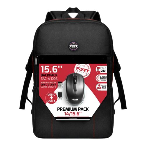 PORT DESIGNS Laptop Backpack and Wireless Mouse Compact and lightweight notebook backpack 14-15.6p Padded notebook compartment