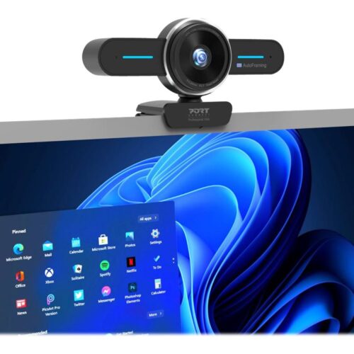 PORT DESIGNS Mini 4K Conference Cam With Autoframing Professional Webcam With Integrated Microphone Ultra High-Resolution Camera