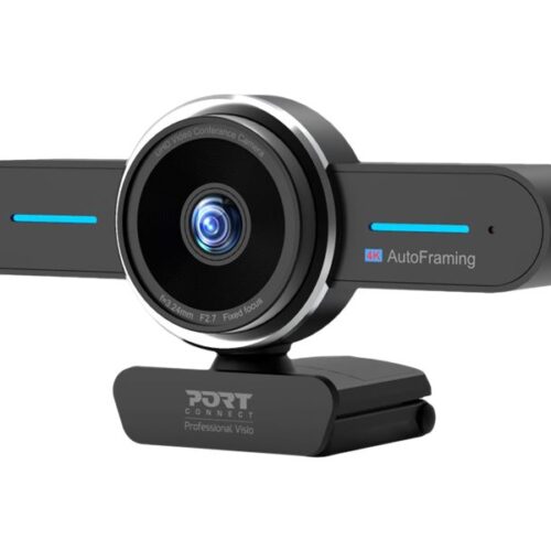 PORT DESIGNS Mini 4K Conference Cam With Autoframing Professional Webcam With Integrated Microphone Ultra High-Resolution Camera