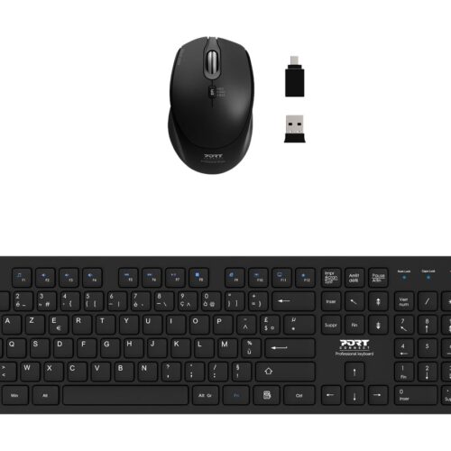 PORT DESIGNS Mouse and Keyboard 2in1 Robust and long-lasting keyboard Ergonomic and ambidextrous mouse Wireless 2.4Ghz USB-A/USB-C