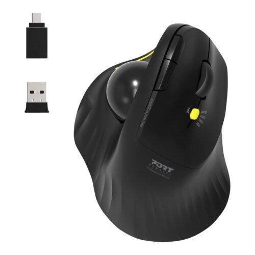 PORT DESIGNS Mouse Ergonomic Rechargable Bluetooth Track Black