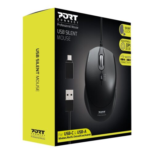PORT DESIGNS Mouse Office Pro Silent Wired – Black