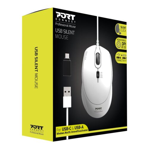 PORT DESIGNS Mouse Office Pro Silent Wired – White