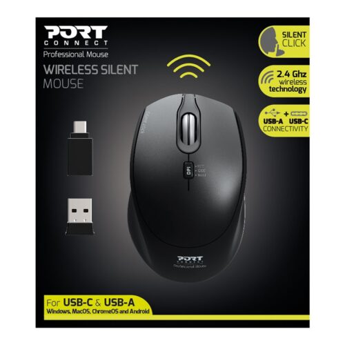 PORT DESIGNS Mouse Office Pro Silent Wireless – Black