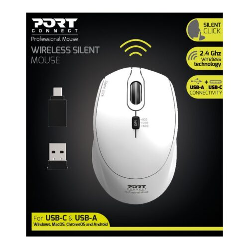 PORT DESIGNS Mouse Office Pro Silent Wireless – White