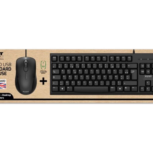 PORT DESIGNS Pack Keyboard + Mouse Budget – Wired – UK