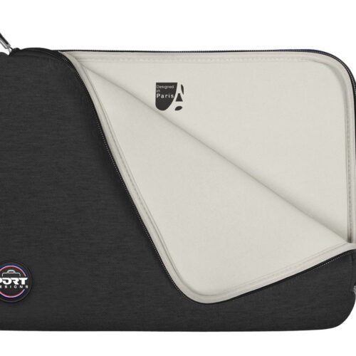 PORT DESIGNS Trendy Cotton Neoprene Laptop Sleeve 13p-14p L-shaped opening for easy access Stretchy cotton neoprene material Black