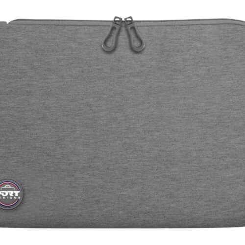 PORT DESIGNS Trendy Cotton Neoprene Laptop Sleeve 13p-14p L-shaped opening for easy access Stretchy cotton neoprene material Grey