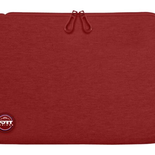PORT DESIGNS Trendy Cotton Neoprene Laptop Sleeve 13p-14p L-shaped opening for easy access Stretchy cotton neoprene material Red