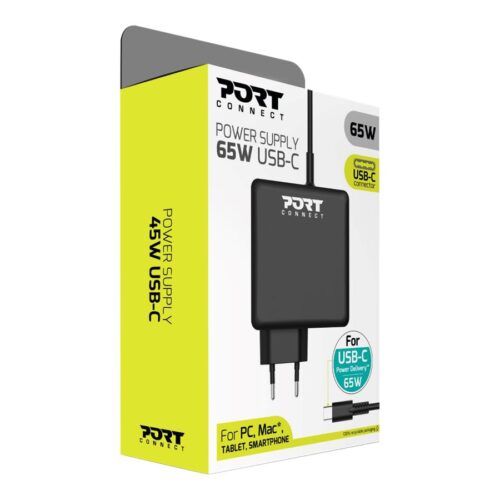 PORT DESIGNS Type C Universal Power Adapter 65W For Macbooks Notebooks Tablets Smartphones Up To 65W Type C Connector