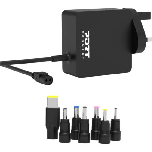 PORT DESIGNS Universal Power Adapter For Notebooks Up To 45W UK Plug 7 Universal Detachable Tips