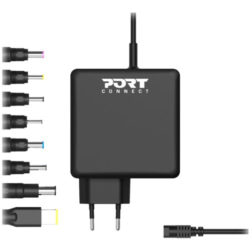 PORT DESIGNS Universal Power Adapter For Notebooks Up To 65W EU Plug 9 Universal Detachable Tips