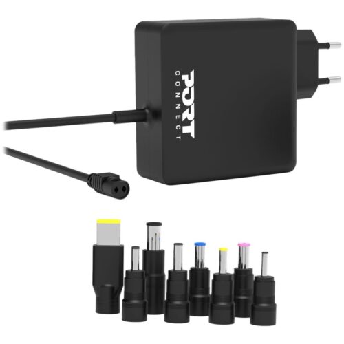 PORT DESIGNS Universal Power Adapter For Notebooks Up To 65W EU Plug 9 Universal Detachable Tips