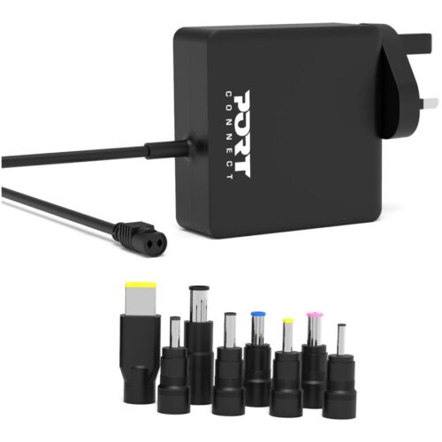 PORT DESIGNS Universal Power Adapter For Notebooks Up To 65W UK Plug 9 Universal Detachable Tips