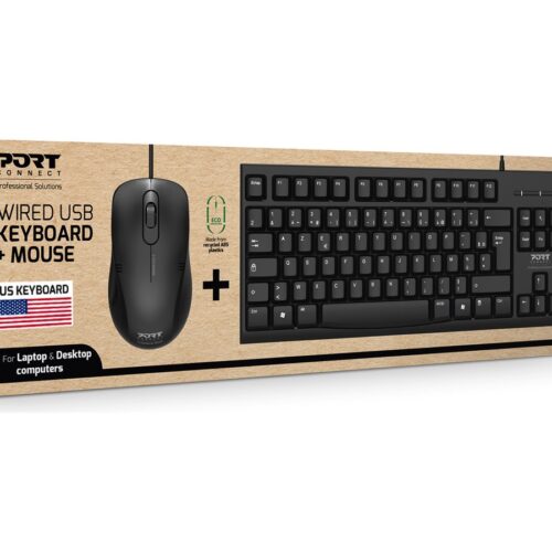 PORT DESIGNS US PACK Keyboard + Mouse Budget Wired US