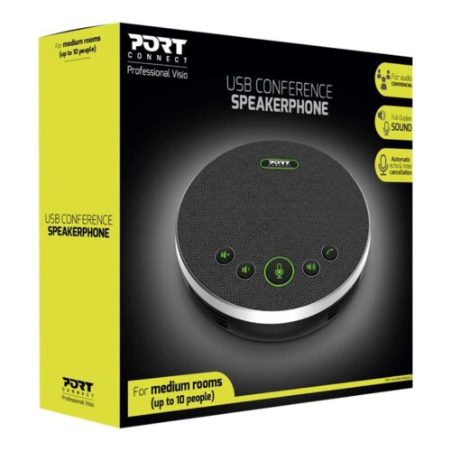 PORT DESIGNS USB Conference Speakerphone Conference Microphone + Speaker Suitable For Small & Medium Sized Rooms Up To 10 People