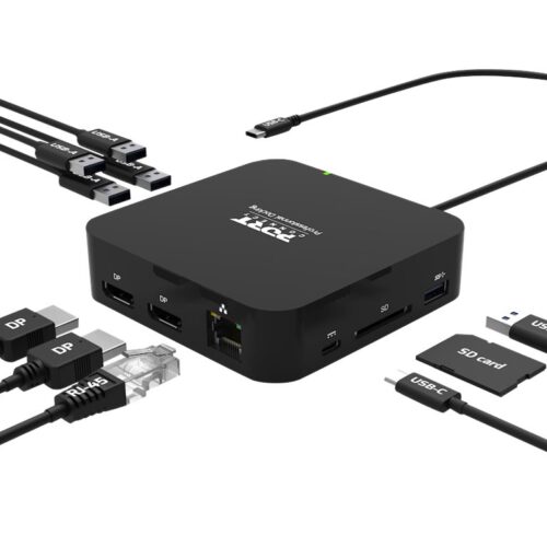 PORT DESIGNS USB Type C Travel Docking Station 2x4K Dual video display up to 4K 2x Display Port Charges laptops up to 85W
