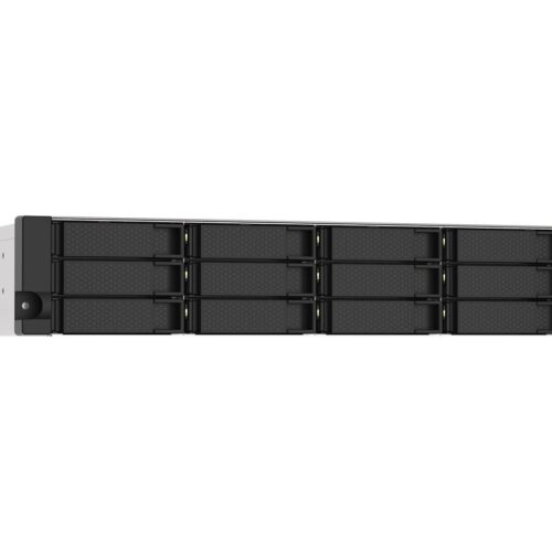 QNAP 12-bay Rackmount NAS AMD Ryzen V1000 series V1500B 4C/8T 2.2GHz 8Go DDR4 RAM 2×2.5GbE LAN optional 10GbE & M.2 NVMe/SATA