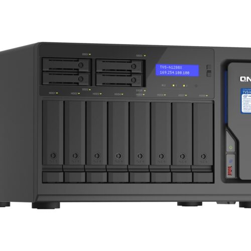 QNAP 12-Bay TurboNAS 8×3.5p HDD + 42.5p SSD SATA 6G Intel Xeon W-1250 6 cores 12 threads 3.3GHz 16Go DDR4 ECC RAM