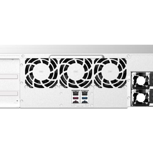 QNAP 16-bay Rackmount NAS AMD Ryzen V1000 series V1500B 4C/8T 2.2GHz 16Go DDR4 RAM 2×2.5GbE LAN optional 10GbE & M.2 NVMe/SATA