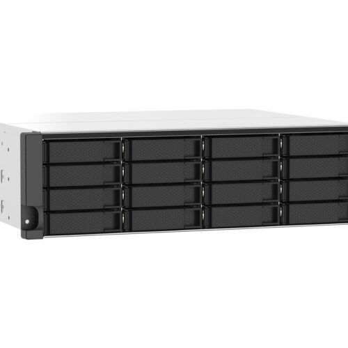 QNAP 16-bay Rackmount NAS AMD Ryzen V1000 series V1500B 4C/8T 2.2GHz 16Go DDR4 RAM 2×2.5GbE LAN optional 10GbE & M.2 NVMe/SATA