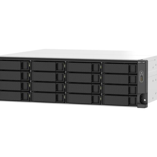 QNAP 16-bay Rackmount NAS AMD Ryzen V1000 series V1500B 4C/8T 2.2GHz 16Go DDR4 RAM 2×2.5GbE LAN optional 10GbE & M.2 NVMe/SATA