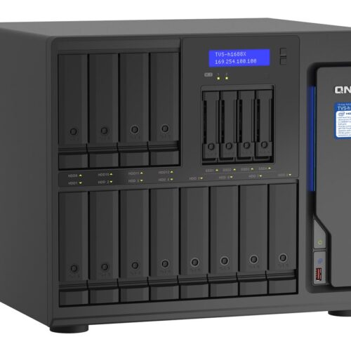QNAP 16-Bay TurboNAS 12×3.5p HDD + 4×2.5p SSD SATA 6G Intel Xeon W-1250 6 cores 12 threads 3.3GHz 32Go DDR4 ECC RAM