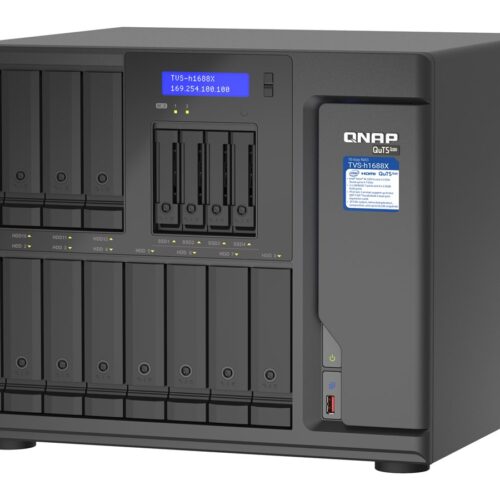 QNAP 16-Bay TurboNAS 12×3.5p HDD + 4×2.5p SSD SATA 6G Intel Xeon W-1250 6 cores 12 threads 3.3GHz 32Go DDR4 ECC RAM