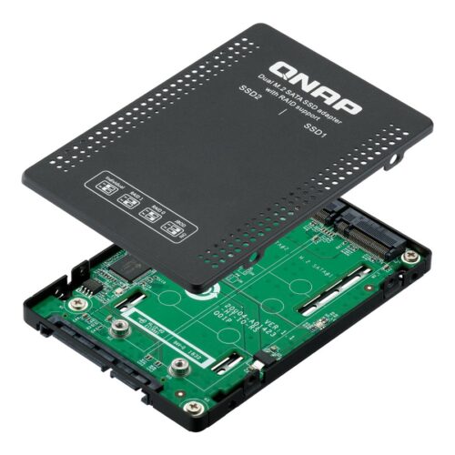 QNAP 2.5p SATA to dual M.2 2280 SATA drive adapter hardware RAID 0/1 JBOD Individual disk modes