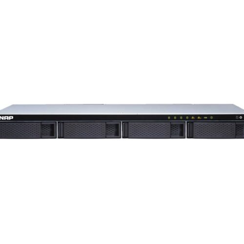 QNAP 4-Bay quad-core 1.7 GHz short-depth rackmount NAS with 100W power supply 2Go DDR3 SODIMM RAM max 8Go SATA 6Gb/s 1x 10GbE