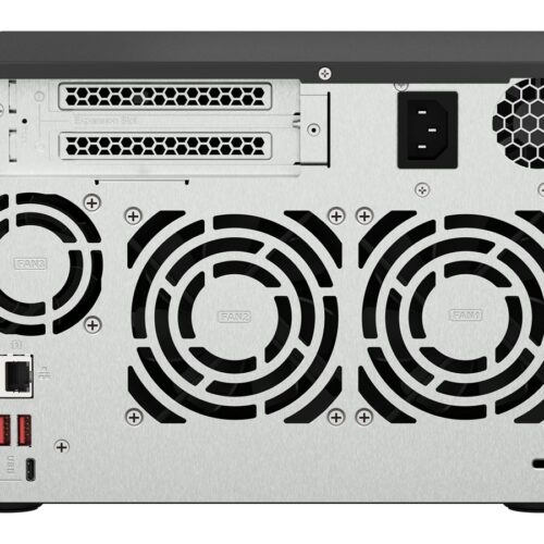 QNAP 6-bay NAS AMD Ryzen Embedded V1500B 2.2GHz 8Go 6xSATA 6Gb/s bays 2xM.2 NVMe PCIe Gen3 SSD slots 2×2.5GbE LAN optional 10GbE