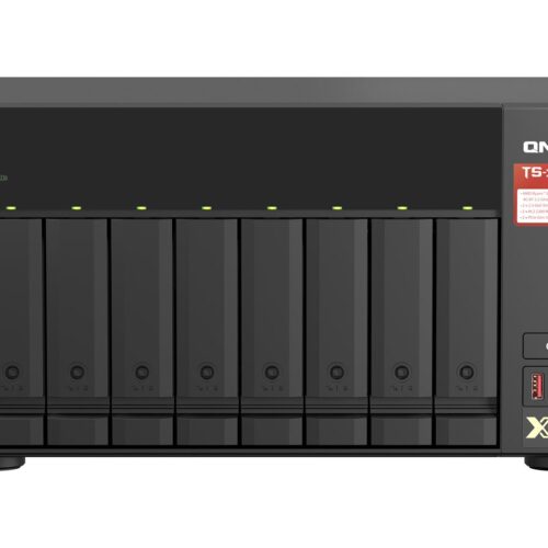 QNAP 8-bay NAS AMD Ryzen Embedded V1500B 2.2GHz 8Go 8xSATA 6Gb/s bays 2xM.2 NVMe PCIe Gen3 SSD slots 2×2.5GbE LAN optional 10GbE