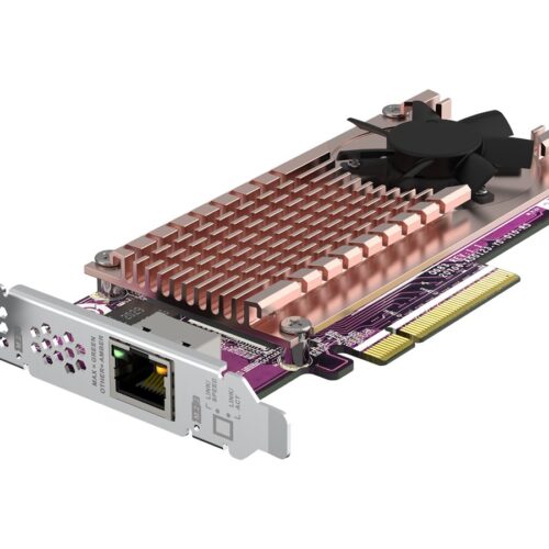 QNAP Card QM2 series 2xPCIe 2280 M.2 SSD slots PCIe Gen3x8 1xAQC113C 10GbE NBASE-T port