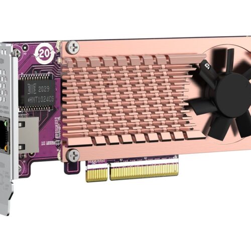 QNAP Card QM2 series 2xPCIe 2280 M.2 SSD slots PCIe Gen3x8 1xAQC113C 10GbE NBASE-T port