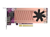 QNAP Card QM2 series 2xPCIe 2280 M.2 SSD slots PCIe Gen3x8 1xAQC113C 10GbE NBASE-T port