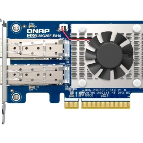 QNAP Dual-port SFP28 25GbE network expansion card low-profile form factor PCIe Gen4 x8