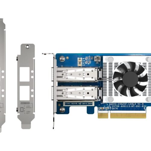 QNAP Dual-port SFP28 25GbE network expansion card low-profile form factor PCIe Gen4 x8