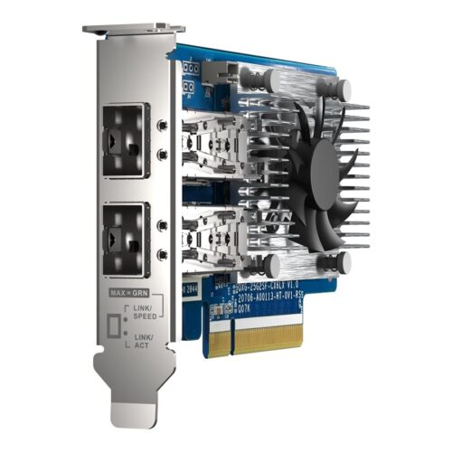 QNAP Dual-port SFP28 25GbE network expansion card low-profile form factor PCIe Gen4 x8