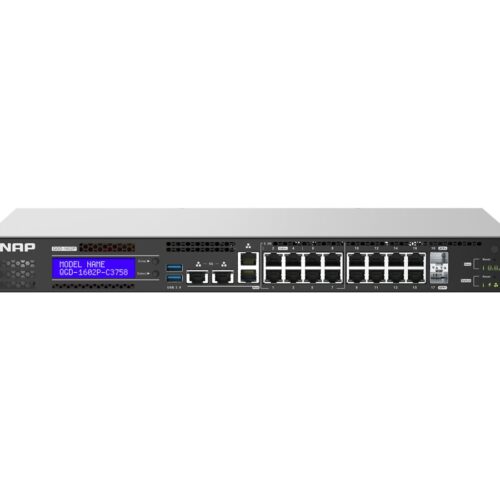 QNAP QGD-1602P-C3758-16G 8x 2.5GbE PoE ports 8x 1GbE PoE ports 2x SFP+ 10GbE 280W total power comsumption