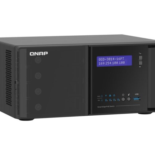 QNAP QGD-3014-16PT J4125 4×3.5p HDD 2xM.2 SATA SSD 2xUSB3.0 14 1GbE RJ45 PoE ports 2 1GbE SFP+/RJ45 combo PoE