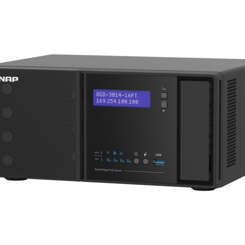 QNAP QGD-3014-16PT J4125 4×3.5p HDD 2xM.2 SATA SSD 2xUSB3.0 14 1GbE RJ45 PoE ports 2 1GbE SFP+/RJ45 combo PoE