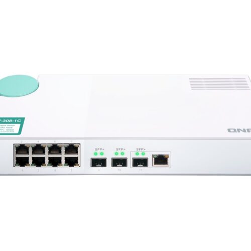 QNAP QSW-308-1C Eight 1GbE NBASE-T ports Three 10GbE SFP+ with shared one 10GBASE-T ports Unmanage Switch 10GbE NBASE-T