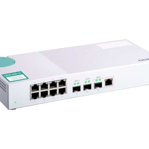 QNAP QSW-308-1C Eight 1GbE NBASE-T ports Three 10GbE SFP+ with shared one 10GBASE-T ports Unmanage Switch 10GbE NBASE-T