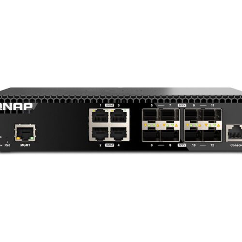 QNAP QSW-M3212R-8S4T Managed Switch 12 port of 10GbE port speed 8 port SFP+ 4 port 10gbE RJ45 half-rackmount design