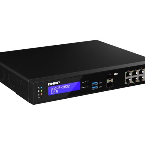 QNAP QuCPE-3032-C3558R-8G Intel Atom C3558R 8×2.5GbE RJ45 ports and 2x10GbE SFP+ ports 2xM.2 2280 NVMe slot 60W PS units