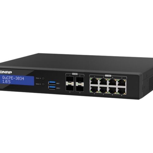 QNAP QuCPE-3034-C3758R-16G Intel Atom C3758R 8×2.5GbE RJ45 ports and 4x10GbE SFP+ ports 2xM.2 2280 NVMe slot 60W PS units