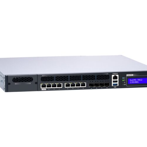 QNAP QuCPE-7012-D2146NT-32G Intel Xeon D-2146NT 8×2.5GbE RJ45 ports and 4x10GbE SFP+ ports 1x network module 1x PCIe Gen3 x8