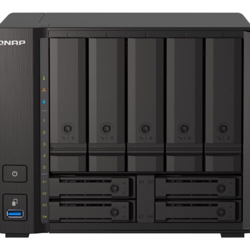 QNAP TS-H973AX-8G 9-bay NAS AMD Ryzen V1500B 8Go DDR4 SODIMM 5×2.5/3.5p SATA 6Gbps + 2×2.5in U.2 NVMe PCIe Gen3 x4