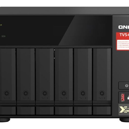 QNAP TVS-675-8G 6-bay NAS KX-U6580 8C/8T 2.5GHz 8Go 6xSATA 6Gb/s bays 2xM.2 NVMe PCIe Gen3 SSD slots 2×2.5GbE LAN optional 10GbE