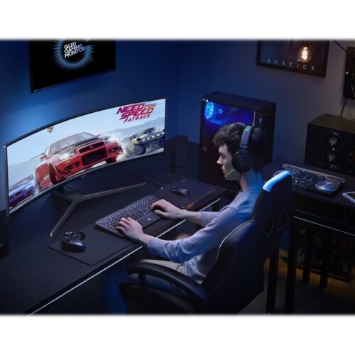SAMSUNG C49HG90DMU 49in 32:9 Curved 1800R 3840×1080 VA QLED HDR 1ms MPRT 144Hz HDMIx2 DP Dual hinge height adj stand VESA
